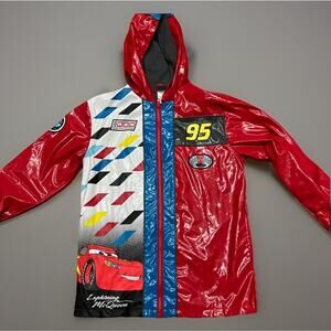 Disney Cars Lightning McQueen Jacket Boys 9/10 Red Hooded RSN Raincoat 95 Pixar